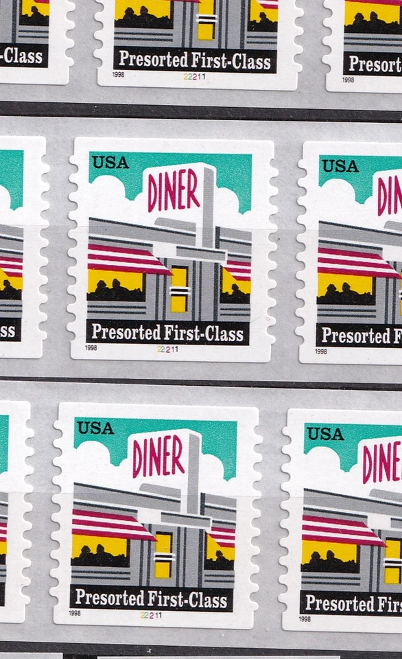 1998 coil lot DINER Sc 3208A PNC5 & singles MNH lot of 5 each plate number 22211 - Image 2 of 2