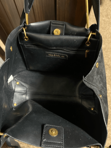 House of Harlow Negro Gamuza Doble Asa Bolso de Mano Bolso de Hombro Cartera - Imagen 4 de 5