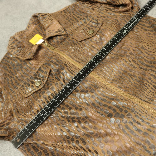 Ruby Rd. Faux Alligator Full Zip Jacket, Flap Close Breast Pockets, Brown 14 - Picture 17 of 24