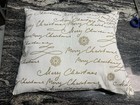 White Linen “Merry Christmas” Pillow Gold Lettering 14” X 16” New Handmade