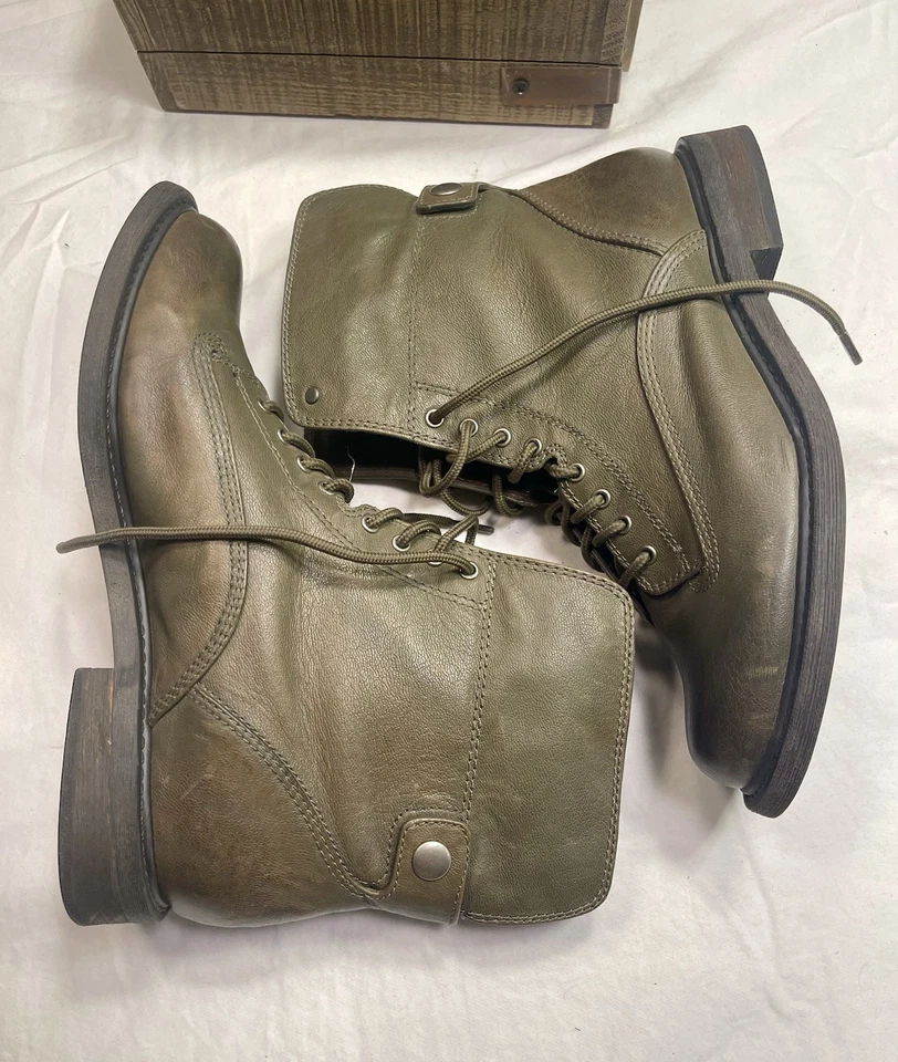 Lucky Brand Women's Combat Style Olive Brown Leather Boots Tie Up Size 6 M EUC - Image 4 of 4