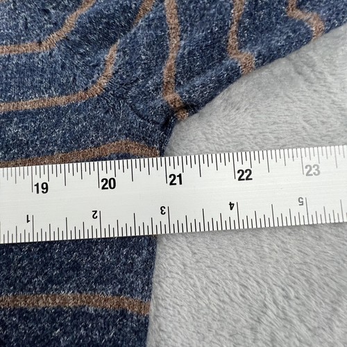 Faherty Sweater Mens Medium Blue Tan Stripe Cotton Crewneck Pullover Casual Read - Picture 8 of 10