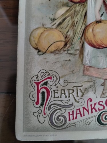 1910 Winsch. Thanksgiving Lady Moon Pumpkin Turkey - Picture 2 of 6