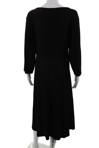Eileen Fisher Women's Round Neck 3/4 Fit Flare Midi Dress Brown Size 1X - Picture 3 of 6
