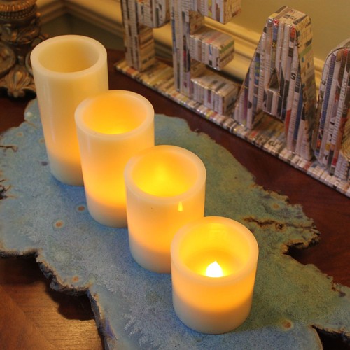 EcoGecko Juego de 4 Velas Pilar LED Sin Llama Temporizador Cera Real Funciona con Batería - Imagen 5 de 7