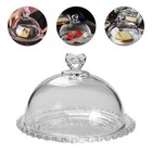 Glass Cake Tray with Dome Cover Decorative Round Cupcake Dessert Fruits Tray