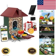 Smart Bird Feeder with Camera,5200mAh Battery with Solar Panel, 4K Native Res...