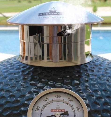 Smokeware SS Vented Chimney Cap for Big Green Egg, Med, L & XL ,STAINLESS See Dt - Picture 3 of 16