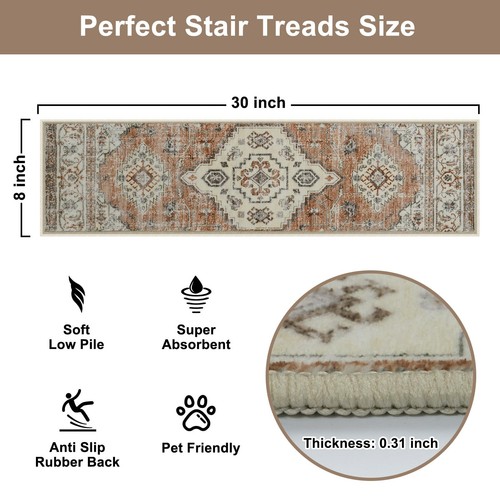 Stair Treads Non-Slip Carpet Stair Treads for Wooden Steps Indoor 15PCS 30"x8... - Picture 4 of 8