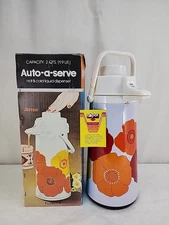 NEW Pump Air Pot Coffee Dispenser Floral Colorful 2QT Auto-a-Serve Mid Century