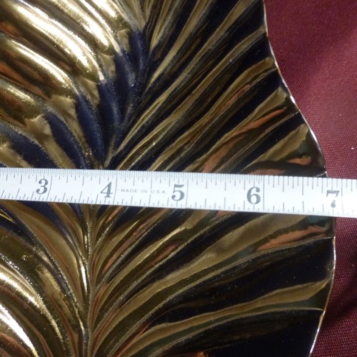 PIATTO DA PORTATA - FOGLIA ORO, porcellana - 13,5" lungo x 7" largo - come nuovo - Foto 7 di 7