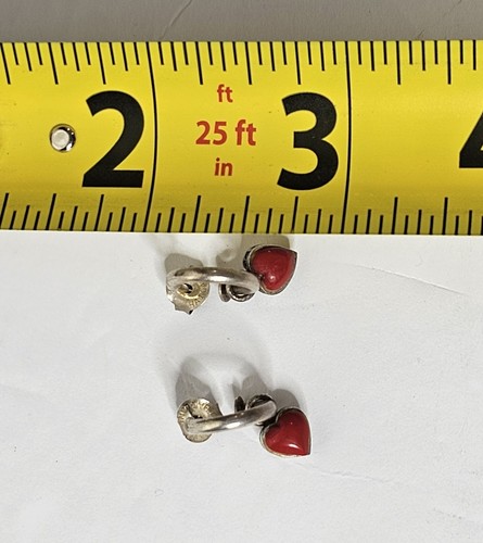 Bellissimi orecchini vintage 925 e pietra rossa cuore post/A/P - Foto 5 di 5