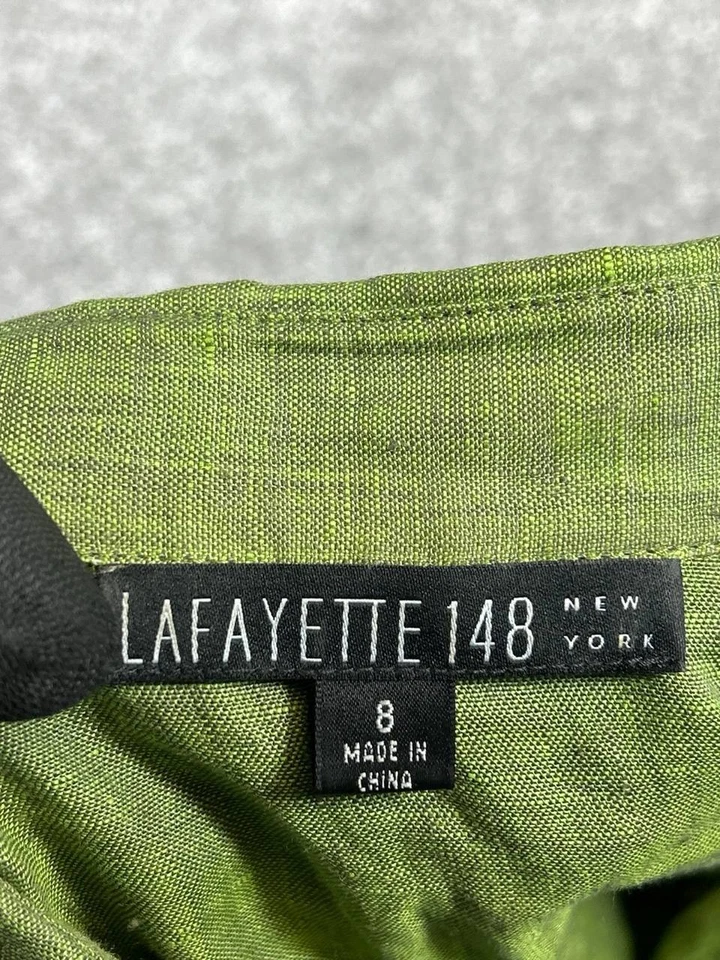 Lafayette 148 Shirt Womens 8 Green Linen Blouse - Image 3 of 4