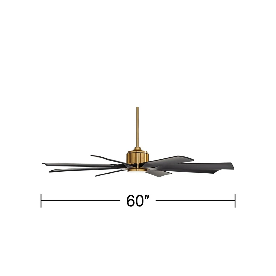 60" Defender Modern Indoor Outdoor Ceiling Fan with LED Light Remote Brass Black - Image 4 of 4