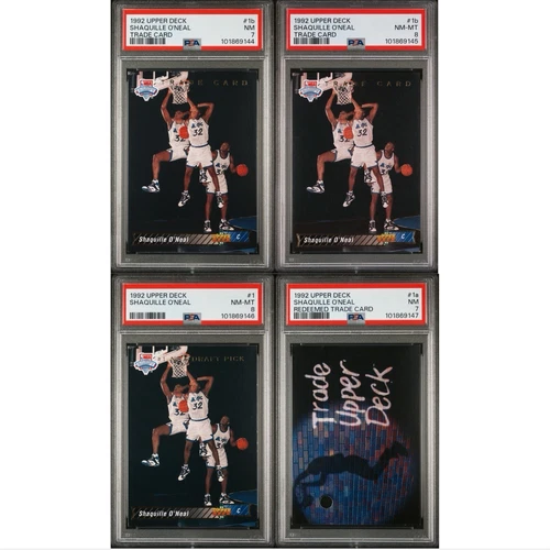 1992 Upper Deck #1 Shaquille O'Neal + Redemption & X2 Trade Cards PSA 7 8 NM MT