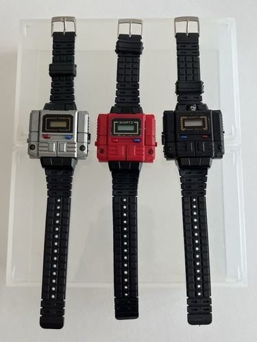 Lote x3 Reloj Robot Cuarzo Vintage Rojo, Plateado Y Negro (No Funciona) Hong Kong - Imagen 1 de 7