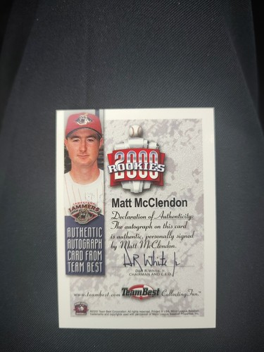 2000 Team Best Rookies - Authentic Autographs Matt Mcclendon (AU, RC) - Picture 2 of 2