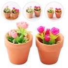 2 Pcs Mini Rose Potted Adornments Small House Accessories Decoration