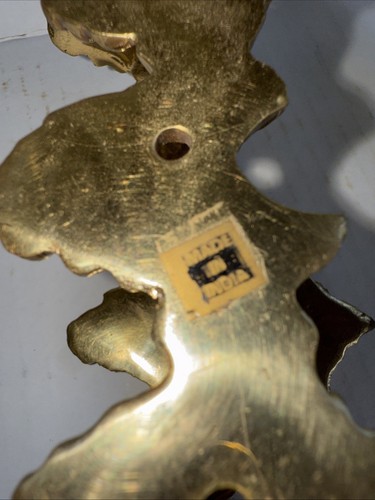 Vtg Set Of Brass Curtain Tie Back Wall Mount Drapes Holder Leaf/Grape 9”W - Picture 9 of 9