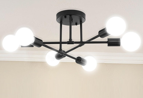 Modern Sputnik Chandelier, 6-Light Ceiling Light, Flush Mount Ceilihg Light Fixt - Picture 12 of 12