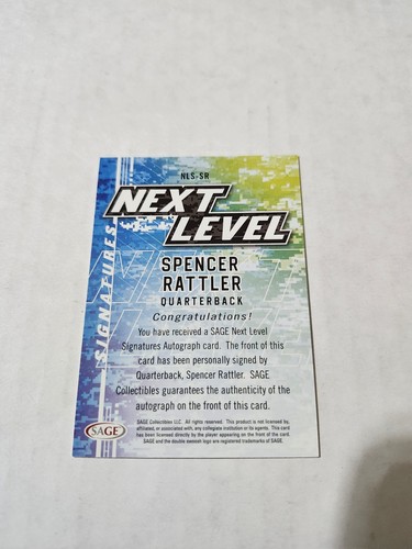 2022 Sage Next Level Spencer Rattler Auto Rc # SR #ed 2/25 - Picture 2 of 2