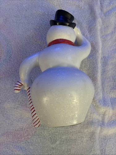 Vintage Atlantic Mold Ceramic Hand Painted Frosty Snowman Sugared 11"  D4 - Picture 5 of 5