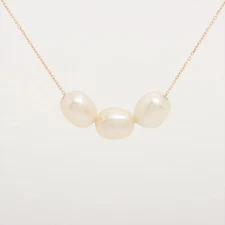 aget Pearl Colored stone Necklace K10(YG) 4.7g