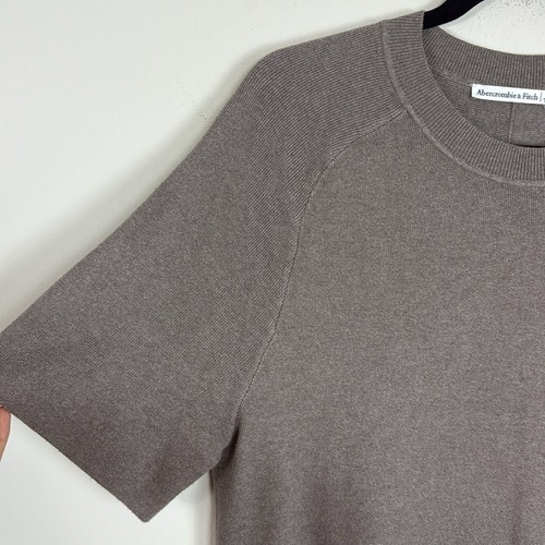 NWT Abercrombie & Fitch Short Sleeve Sweater Mini T-Shirt Dress in Tan Sz XL - Picture 4 of 7
