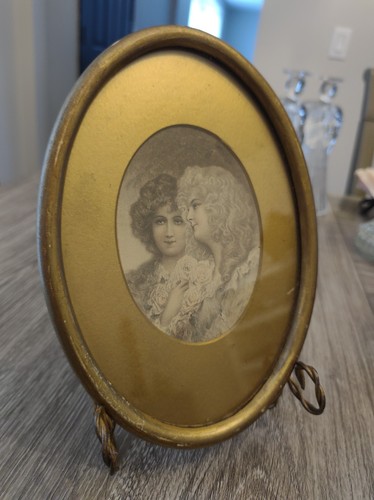 Vintage Wichera Framed Print with Stand Victorian Women Oval - Picture 1 of 8