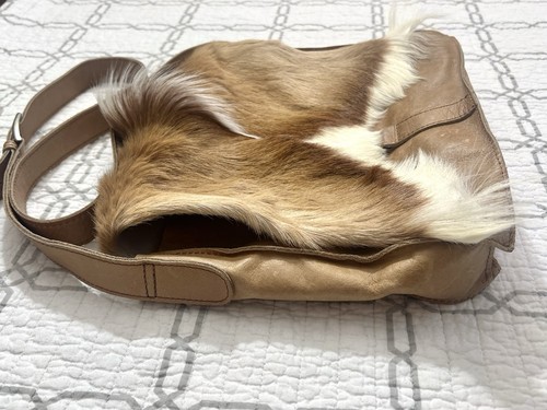 KULU Springbok Antílope Cuero Tyler Cabello Oculto Cartera Bolso de Mano 12” x 10” - Imagen 4 de 12