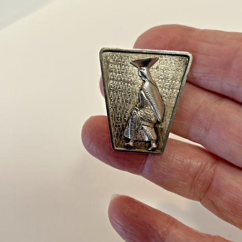 Vtg 60s Ecuador Brooch South America Andes Indigenous Woman 900 Silver - Picture 4 of 9