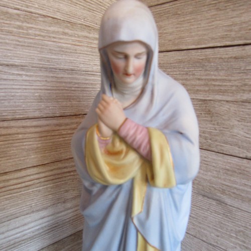 Vtg Virgin Mary Our Lady of Sorrows ? Religious Statue 12.5" Unglazed Ceramic - Picture 2 of 8