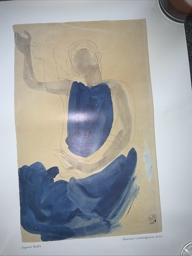 Kambodschanische Tänzerin - blau von Auguste Rene Rodin 32x24 Museum Kunstdruck - Bild 5 von 11