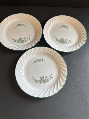 Corelle Callaway Ivy Swirl Green 7” Plates Bread Dessert Salad Vtg USA Corning - Picture 4 of 12