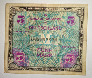 Alliierte Militärbehörde in Deutschland Fünf Mark Serie 1944