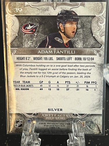 ADAM FANTILLI-----2024-25 UPPER DEK ARTIFACTS-----BLUE JACKETS--FREE SHIPPING - Picture 2 of 2