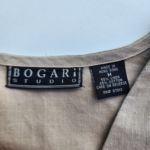 Túnica Bogari Studio Mujer Lino Algodón Sin Botones Cuello en V Beige Talla M - Imagen 2 de 10