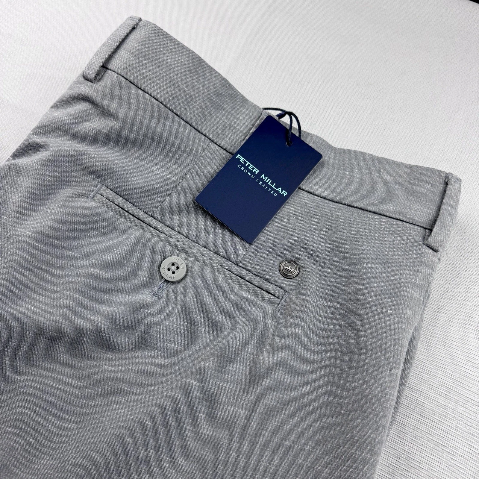 Peter Millar Crown Crafted Surge Performance Linen Blend Shorts Gray 40 $130