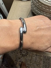 Silver Tone Open Cuff Bracelet Modern Cuff Contemporary Style Minimalist