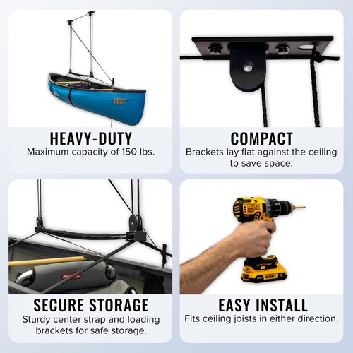 Ladder Storage Ceiling Pulley System, Garage Mount Hoist, Heavy Duty Hanging ... - Picture 3 of 5