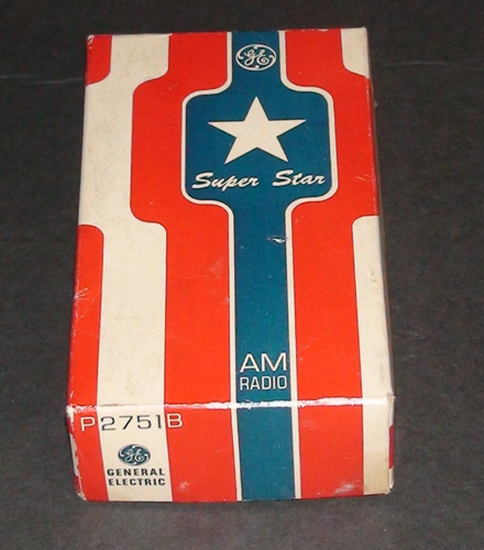 Radio transistor vintage GE P2751B Super Star A.M con caja y auricular ¡Funciona!