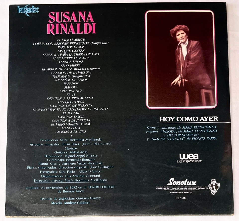 Susana Rinaldi ‎– Hoy Como Ayer - 2 x Vinyl 1983 - Image 2 of 4