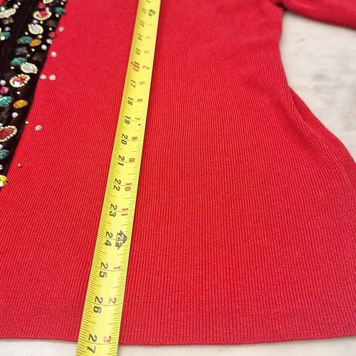 Vintage Berek Red Blk Jeweled Cardigan Pullover 80s 90s Holiday Christmas Gaudy - Bild 6 von 10