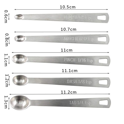 5Pcs/ Set Measuring Spoons Kit Small Tablespoon Mini Stainless Steel Tool Sets - Picture 8 of 12