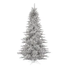 Vickerman 120" Plastic Fir Unlit Artificial Christmas Tree in Silver Tinsel