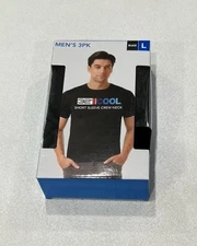 32 Degrees Cool Men's 3 Pack Short Sleeve Crew Neck Shirt, Black, Size L
