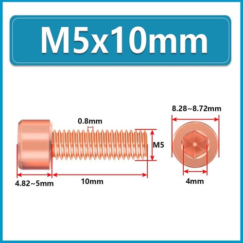 99% T2-Copper M3 M4 M5 ~ M12 Hexagon Socket Cap Allen Key Head Metric Bolts - Picture 36 of 83