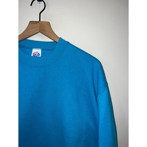 Vintage Blue Blank Sweatshirt Jerzees Super Sweats Crewneck USA Made VTG 90s XL - Picture 2 of 11