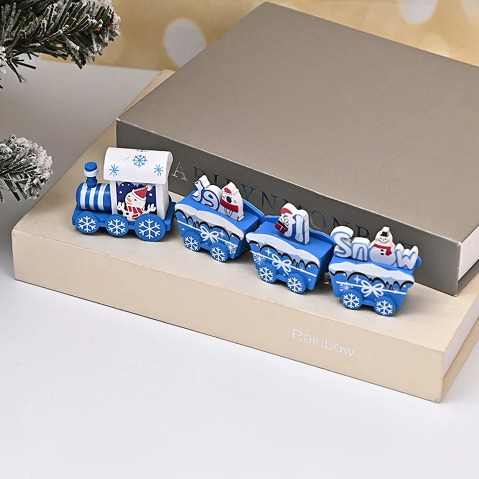 Weihnachtsdekorationen in Innenräumen Schneemann-Holzeisenbahn-Spielzeug - Bild 4 von 4