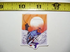 PEACEFUL DAY SUN FISHING FISH ABOUT TO BITE SMALL STICKER DECAL SPORT HOBBY